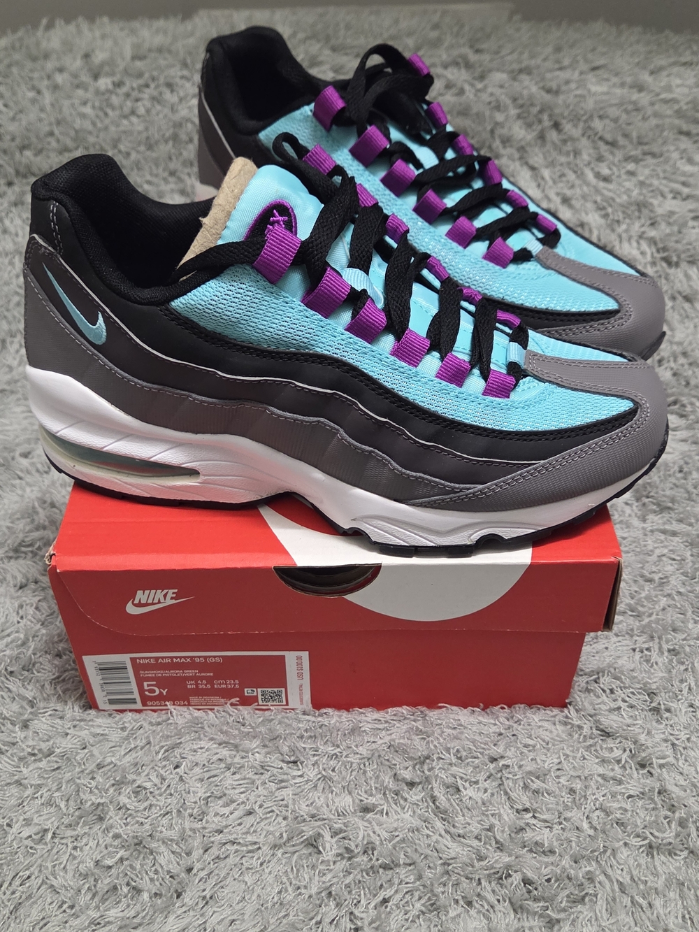 Nike Air Max '95 (GS) Sneakers Black & Blue Girls US 5Y Like New